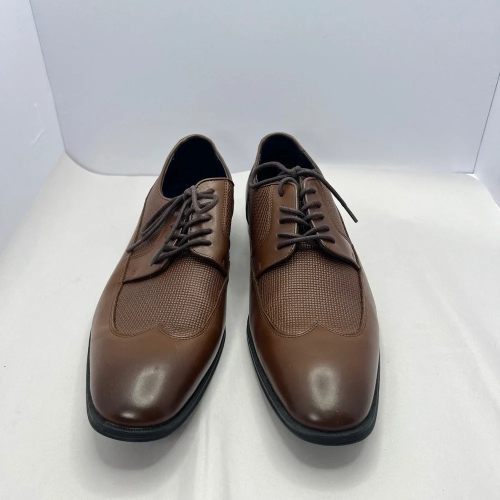 Michael Strahan Brown Dress Shoes Men 11 MS Pacific Wingtip Oxfords Preppy Laces